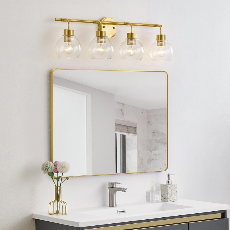 Applique de salle de bain à intensité variable KAWOTI avec abat-jour en verre transparent