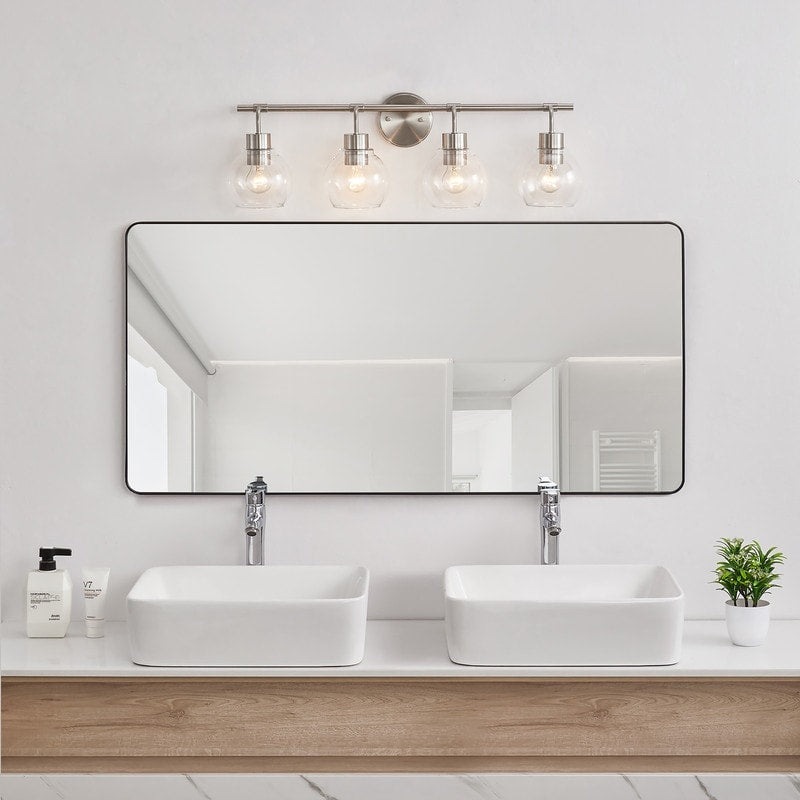 Applique de salle de bain à intensité variable KAWOTI avec abat-jour en verre transparent