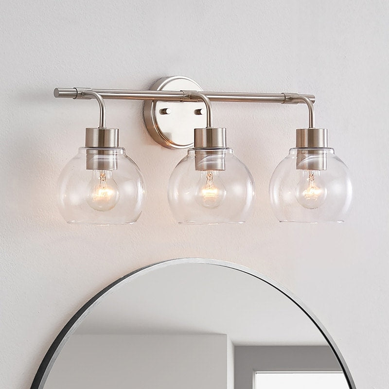 Applique de salle de bain à intensité variable KAWOTI avec abat-jour en verre transparent