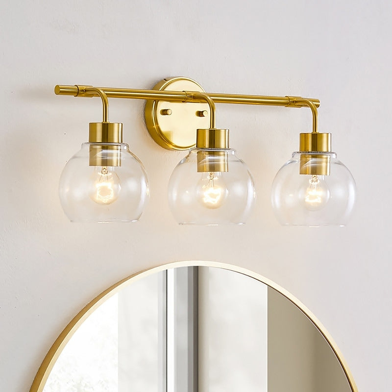 Applique de salle de bain à intensité variable KAWOTI avec abat-jour en verre transparent