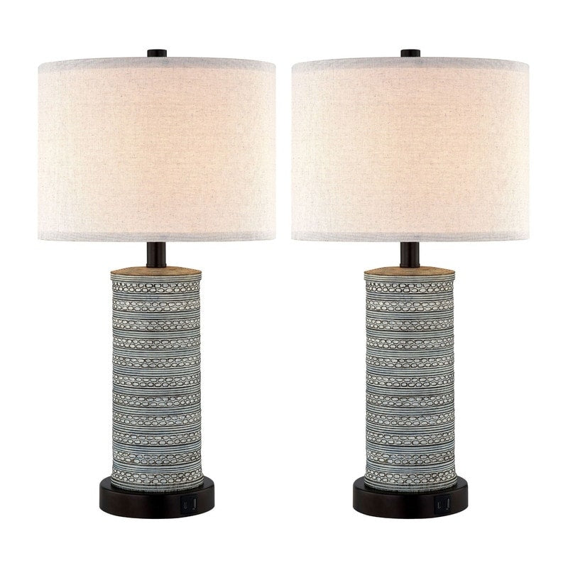 Ensemble de lampes de table à commande tactile KAWOTI avec ports USB (lot de 2)