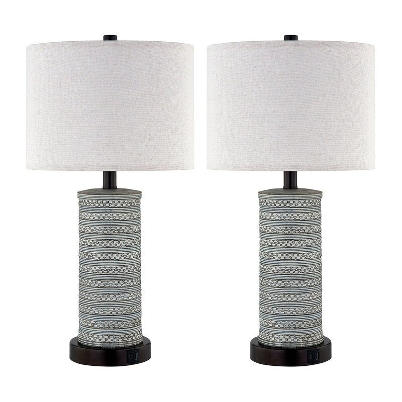 Ensemble de lampes de table à commande tactile KAWOTI avec ports USB (lot de 2)
