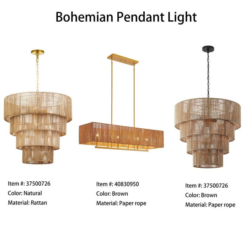 Suspension bohème KAWOTI largeur 26, 5 lumières et 4 niveaux