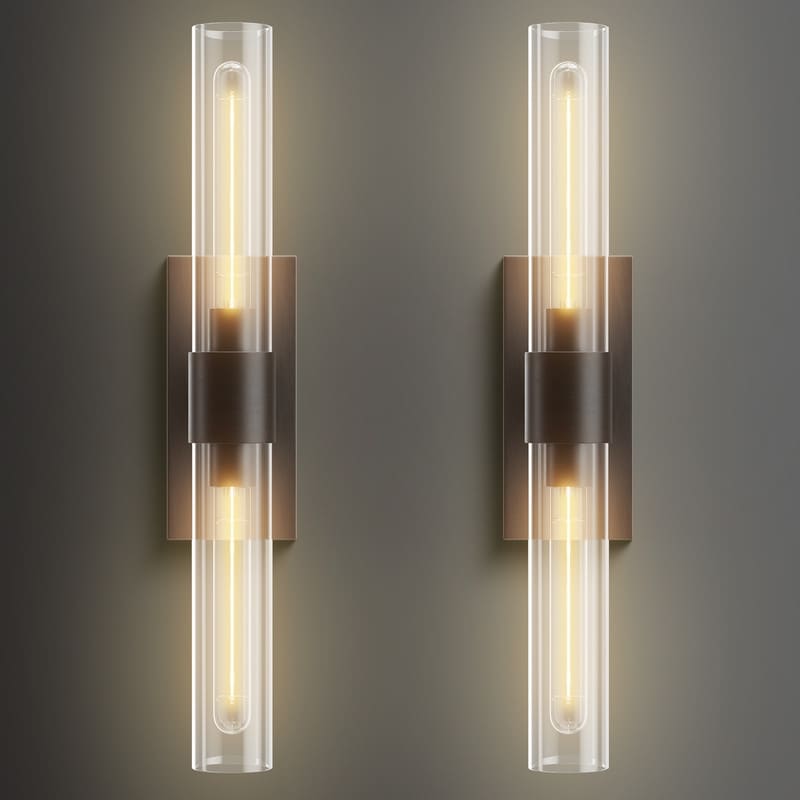 Appliques murales modernes en verre KAYLA, luminaires muraux d'intérieur, éclairage de vanité avec abat-jour en verre (lot de 2)