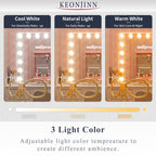 Miroir de maquillage Hollywood Keonjinn à LED avec 15/18 lumières LED