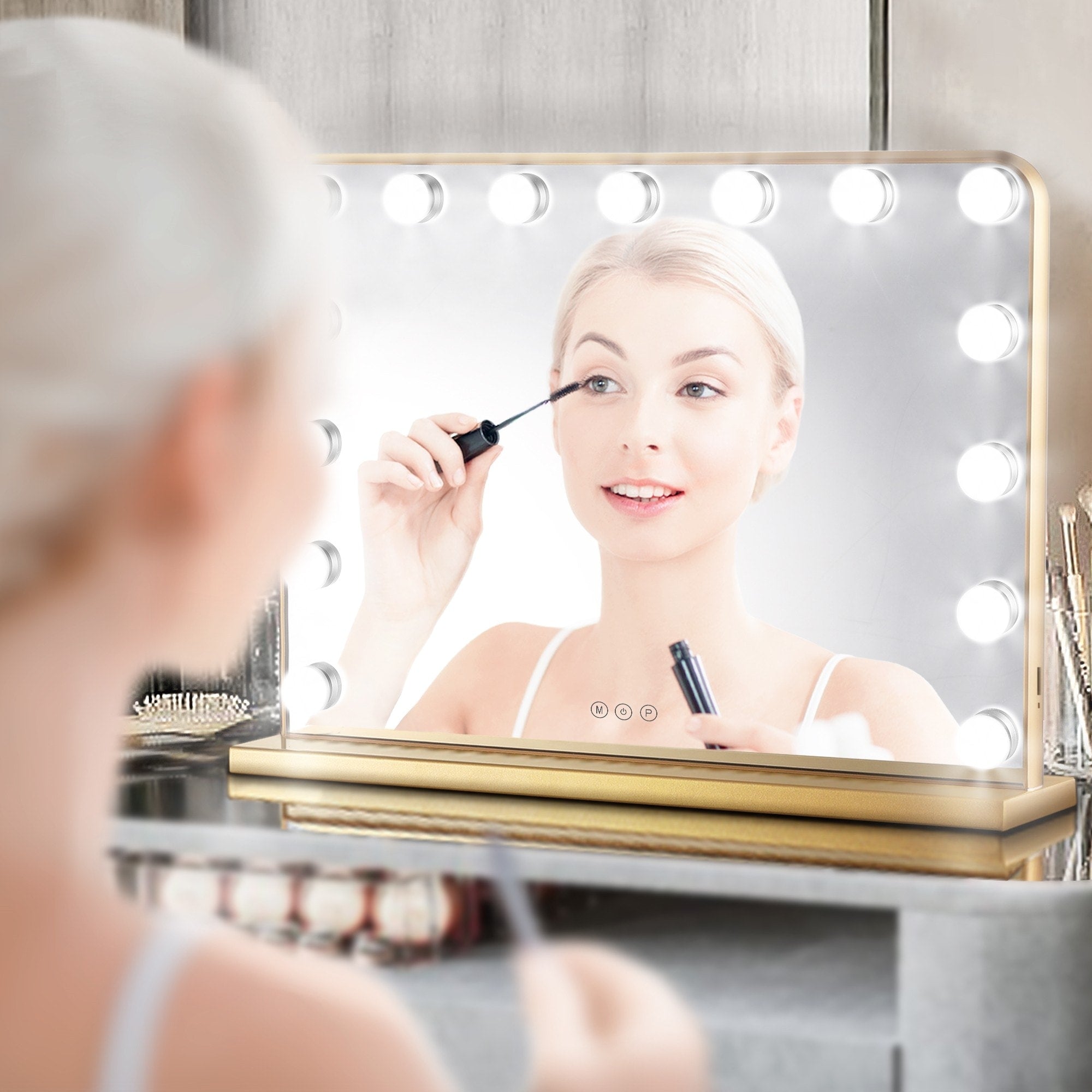 Miroir de maquillage Hollywood Keonjinn à LED avec 15/18 lumières LED