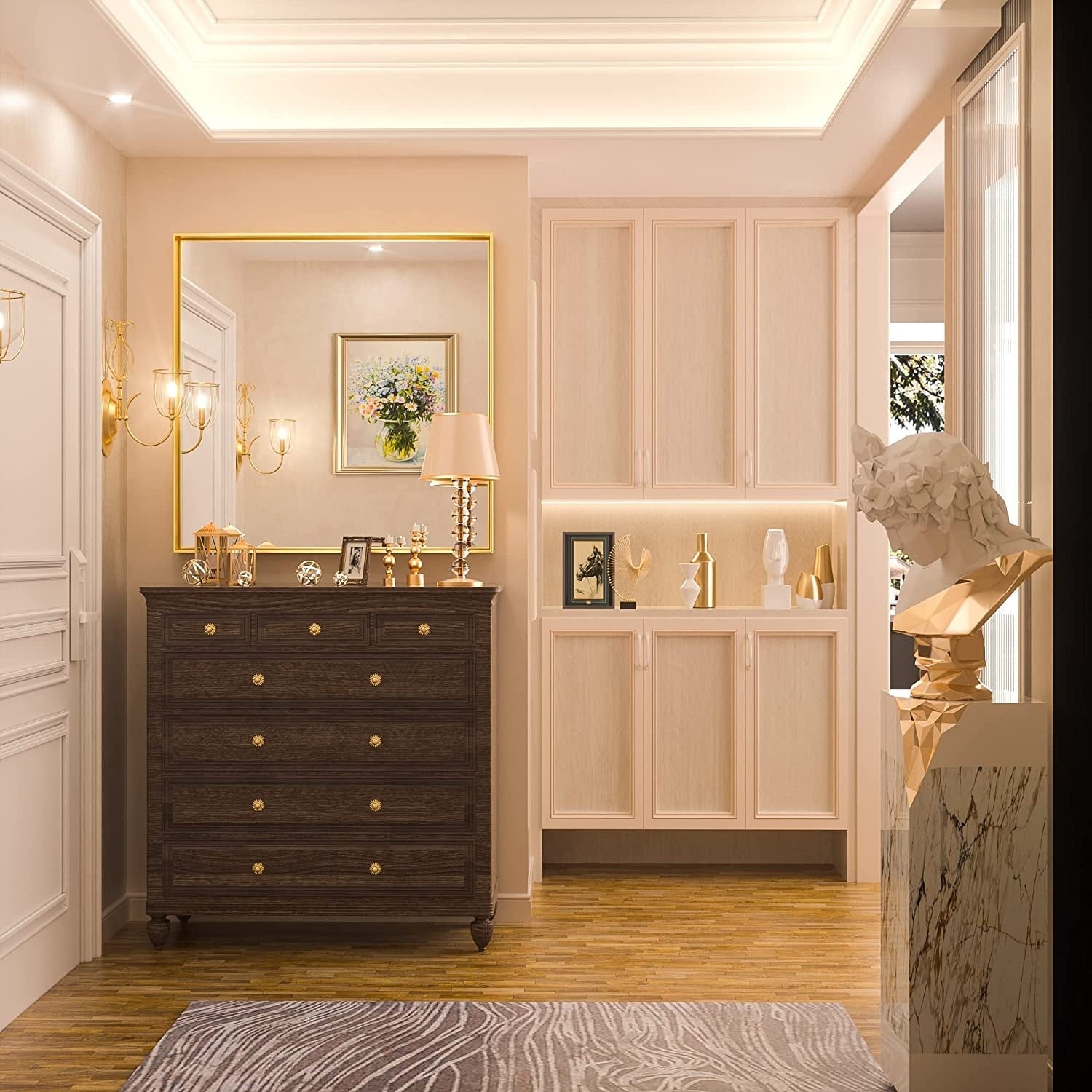 Miroir mural de salle de bain moderne avec cadre en métal KEONJINN