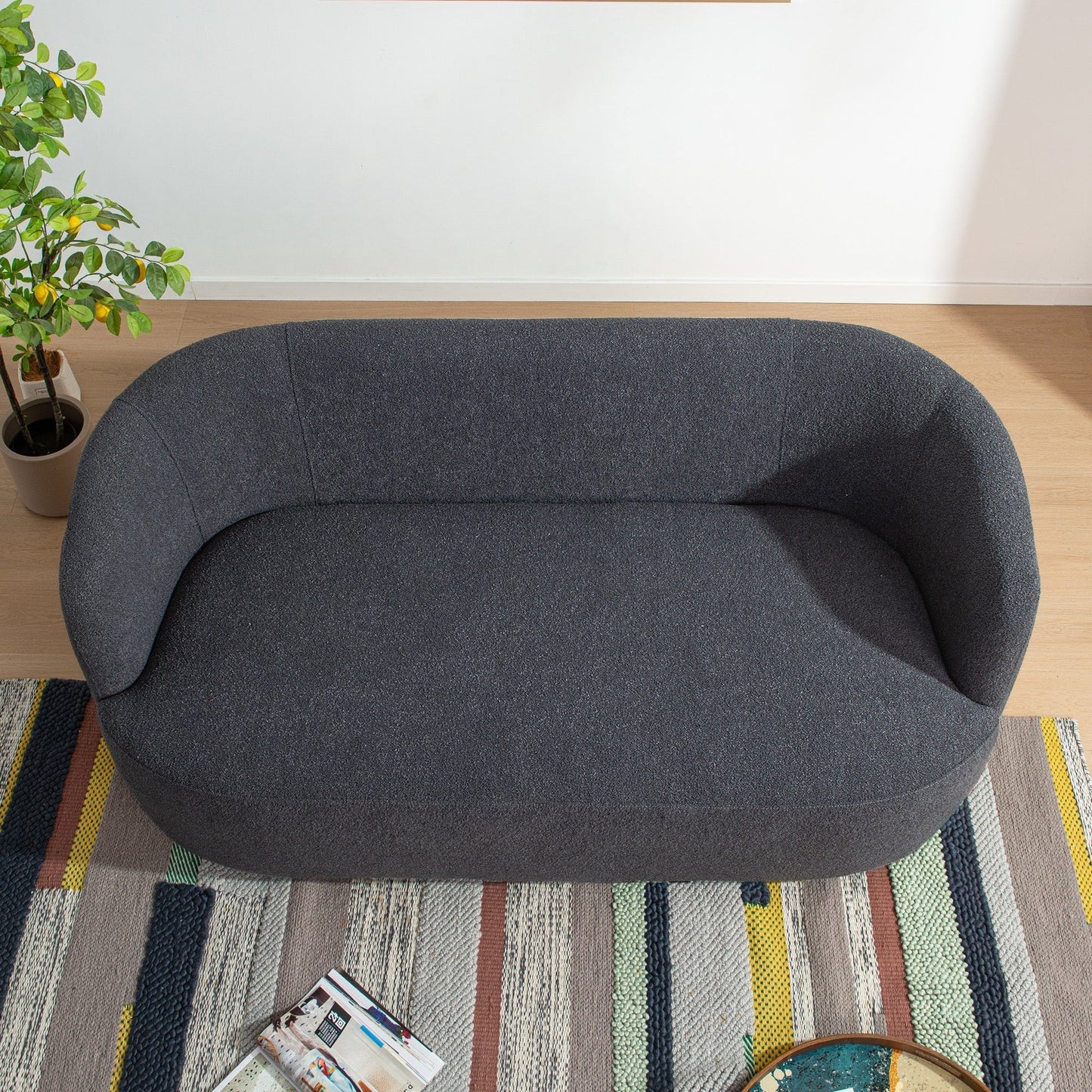 Causeuse 2 places rembourrée KINWELL Boucle avec coussins