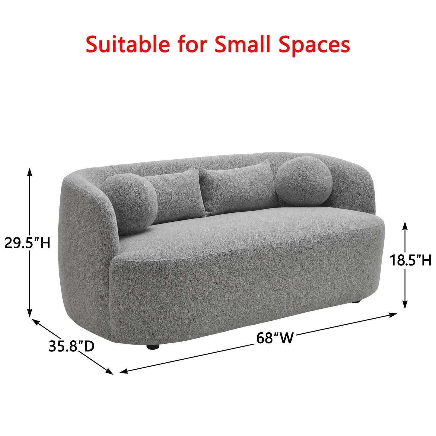 Causeuse 2 places rembourrée KINWELL Boucle avec coussins