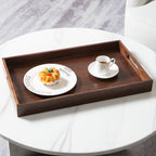 Plateau de service rectangulaire en bois de noyer noir KINWELL, plateau ottoman