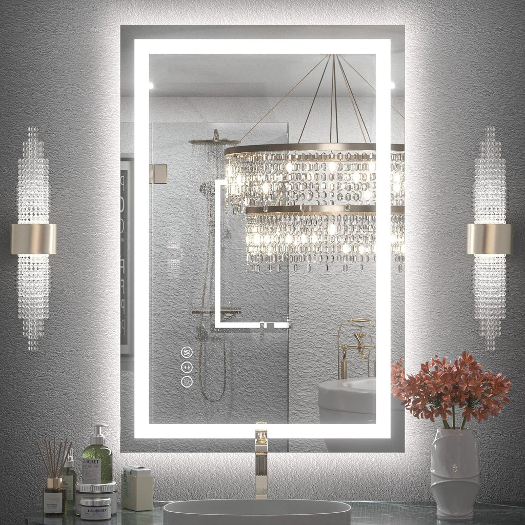 Miroir de salle de bain LED antibuée ultra-lumineux KIOTEE avec rétroéclairage et éclairage frontal Garantie 3 ans