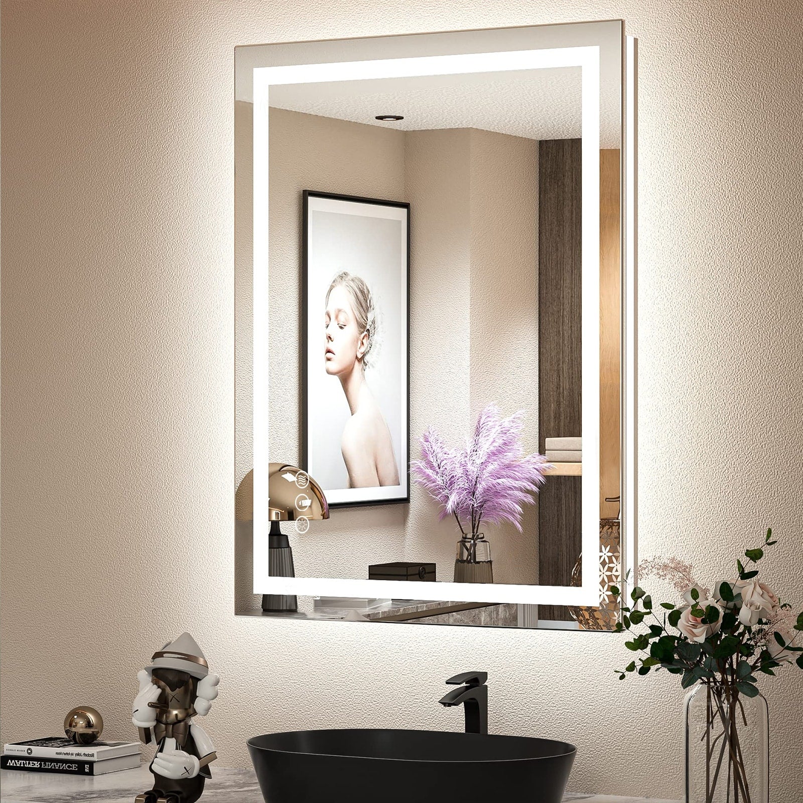 Miroir de salle de bain LED antibuée ultra-lumineux KIOTEE avec rétroéclairage et éclairage frontal Garantie 3 ans