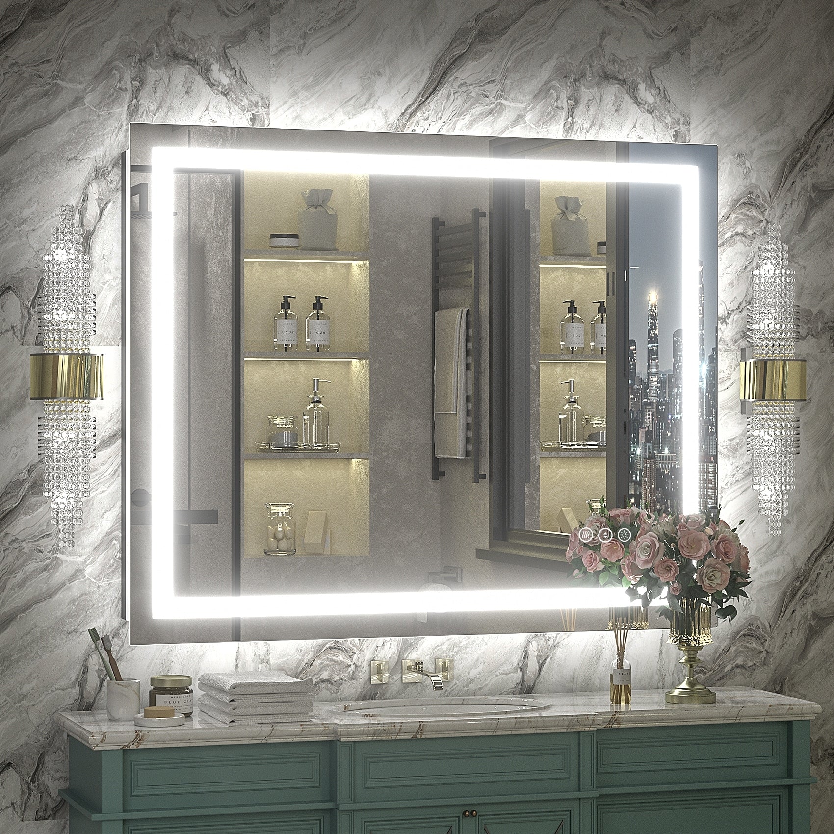 Miroir de salle de bain LED antibuée ultra-lumineux KIOTEE avec rétroéclairage et éclairage frontal Garantie 3 ans