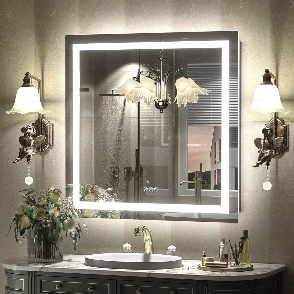 Miroir de salle de bain LED antibuée ultra-lumineux KIOTEE avec rétroéclairage et éclairage frontal Garantie 3 ans