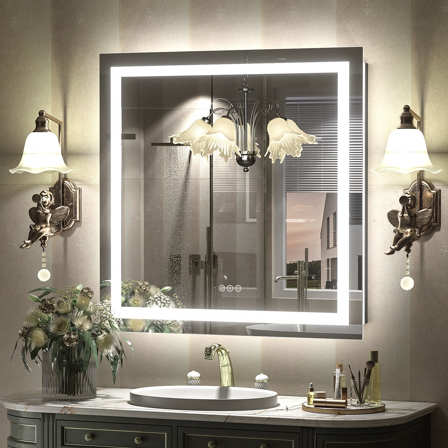 Miroir de salle de bain LED antibuée ultra-lumineux KIOTEE avec rétroéclairage et éclairage frontal Garantie 3 ans