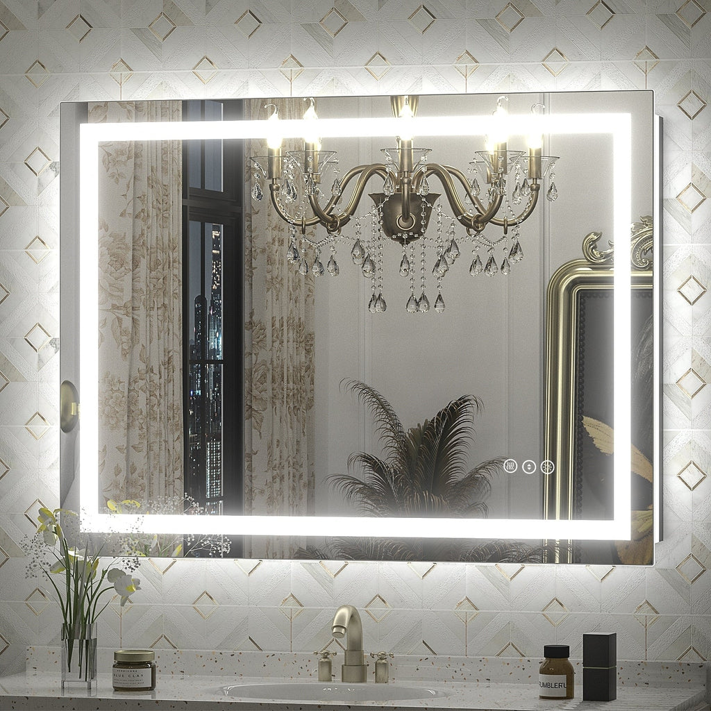 Miroir de salle de bain LED antibuée ultra-lumineux KIOTEE avec rétroéclairage et éclairage frontal Garantie 3 ans