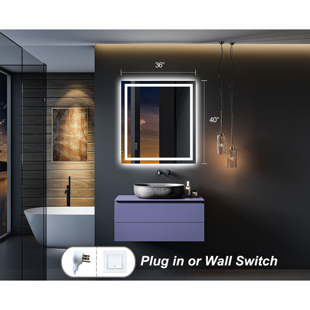 Miroir de salle de bain LED antibuée ultra-lumineux KIOTEE avec rétroéclairage et éclairage frontal Garantie 3 ans