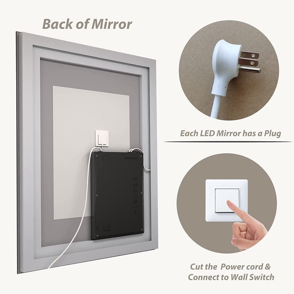 Miroir de salle de bain LED antibuée ultra-lumineux KIOTEE avec rétroéclairage et éclairage frontal Garantie 3 ans