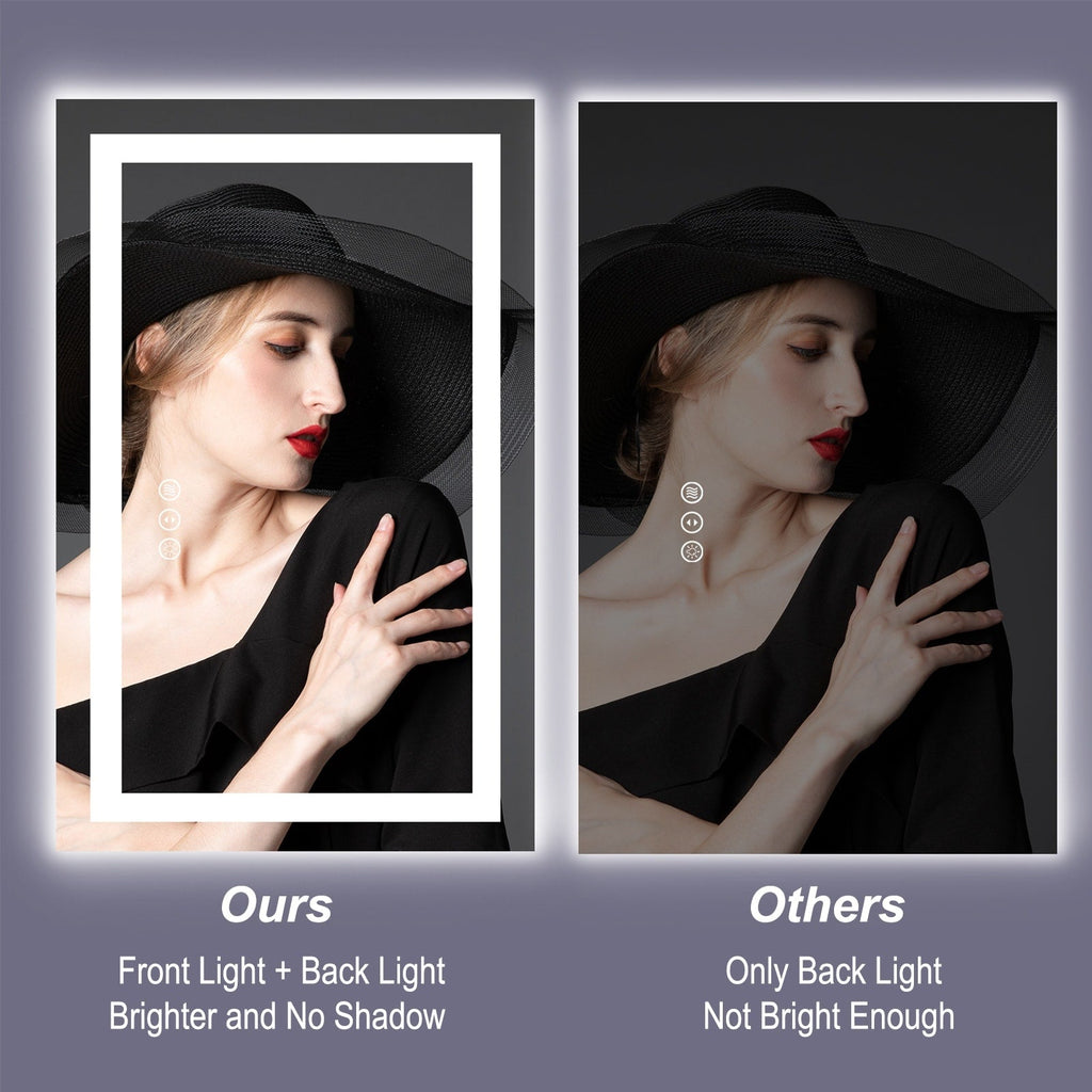 Miroir de salle de bain LED antibuée ultra-lumineux KIOTEE avec rétroéclairage et éclairage frontal Garantie 3 ans