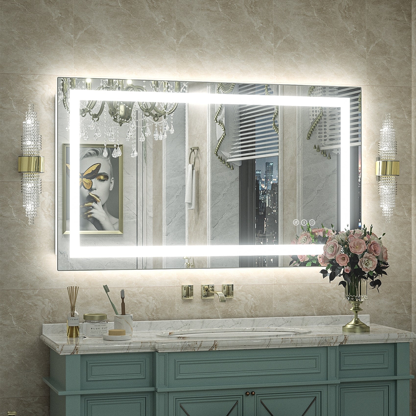 Miroir de salle de bain LED antibuée ultra-lumineux KIOTEE avec rétroéclairage et éclairage frontal Garantie 3 ans