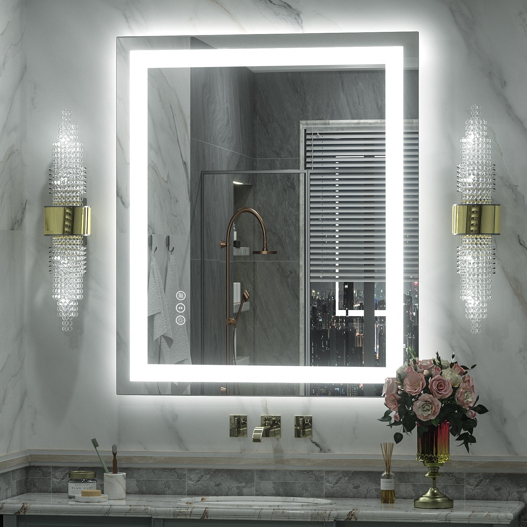 Miroir de salle de bain LED antibuée ultra-lumineux KIOTEE avec rétroéclairage et éclairage frontal Garantie 3 ans