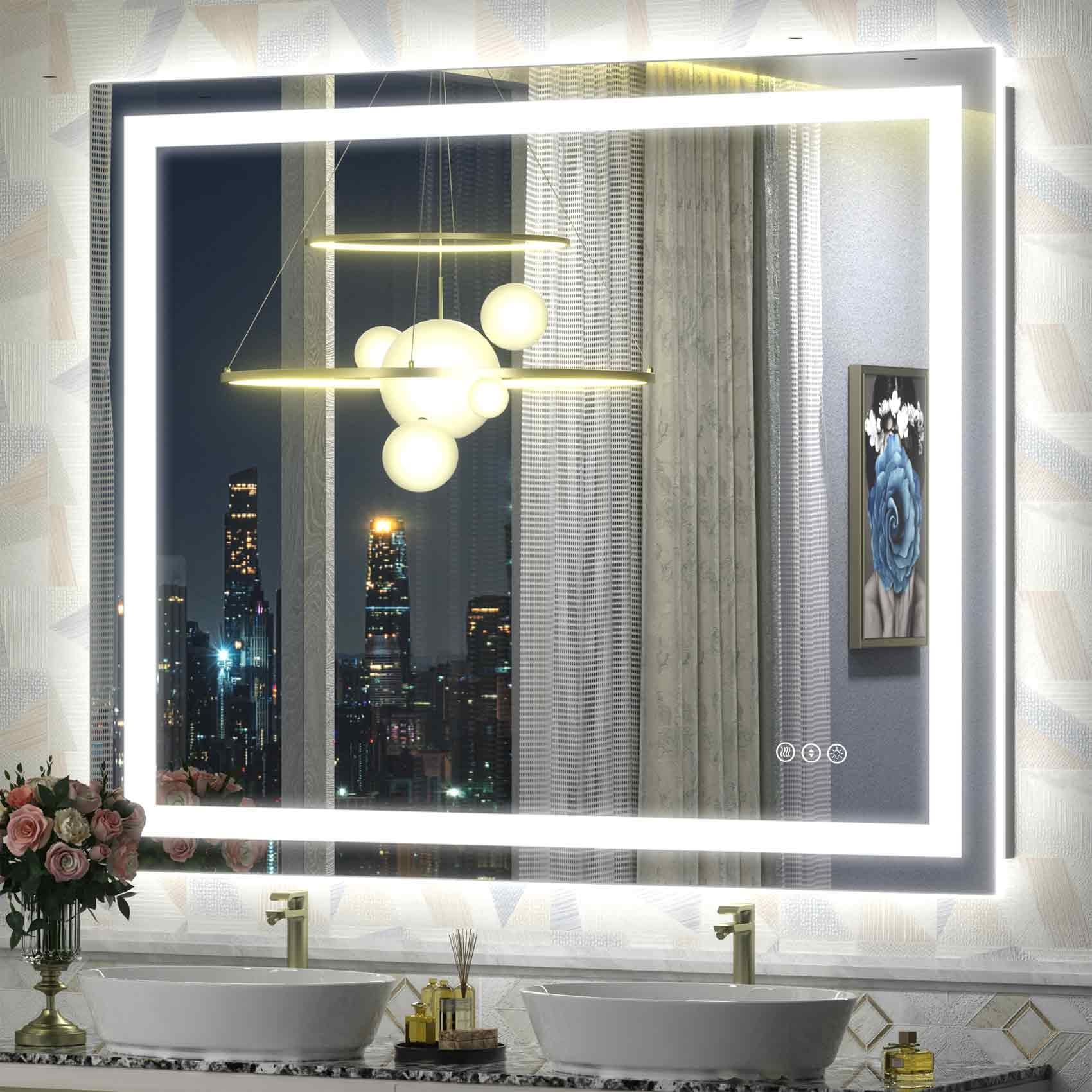 Miroir de salle de bain LED antibuée ultra-lumineux KIOTEE avec rétroéclairage et éclairage frontal Garantie 3 ans