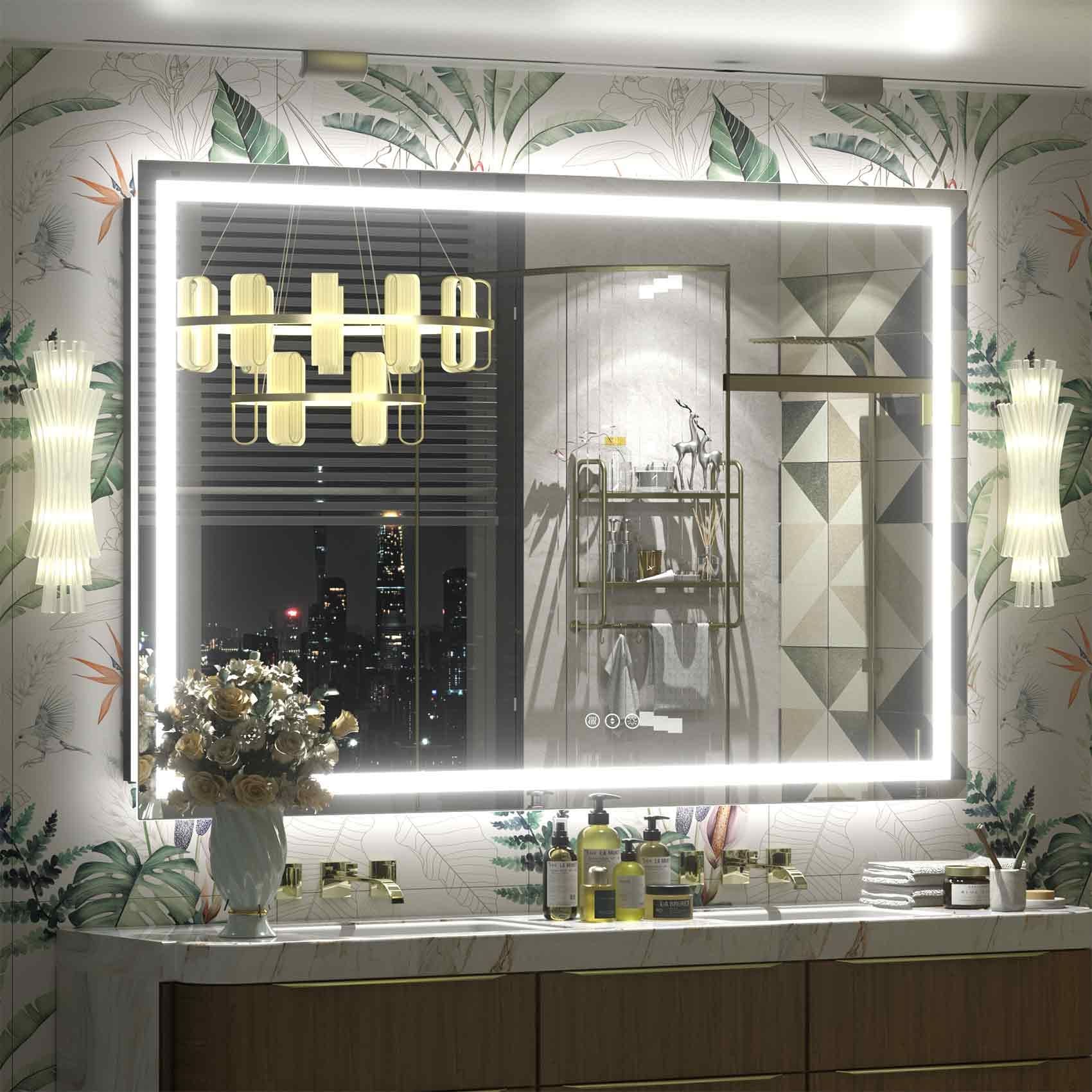 Miroir de salle de bain LED antibuée ultra-lumineux KIOTEE avec rétroéclairage et éclairage frontal Garantie 3 ans