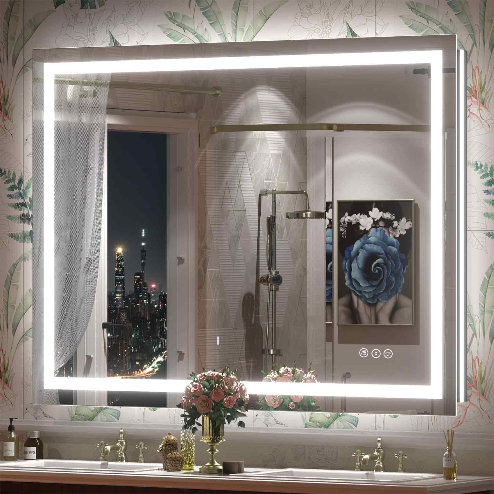 Miroir de salle de bain LED antibuée ultra-lumineux KIOTEE avec rétroéclairage et éclairage frontal Garantie 3 ans