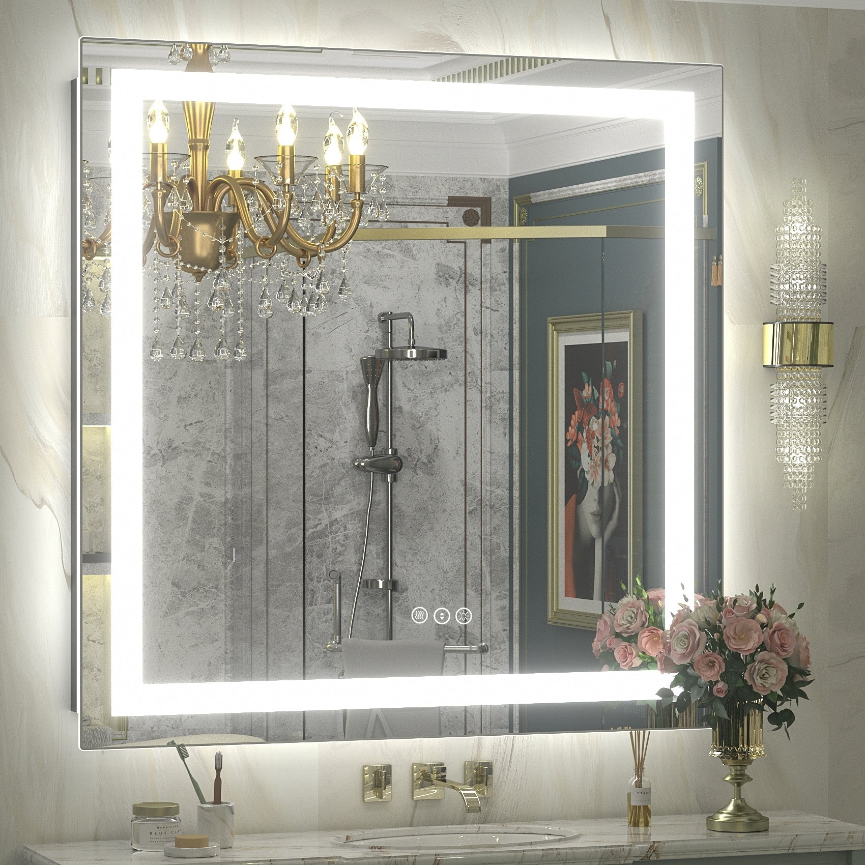 Miroir de salle de bain LED antibuée ultra-lumineux KIOTEE avec rétroéclairage et éclairage frontal Garantie 3 ans