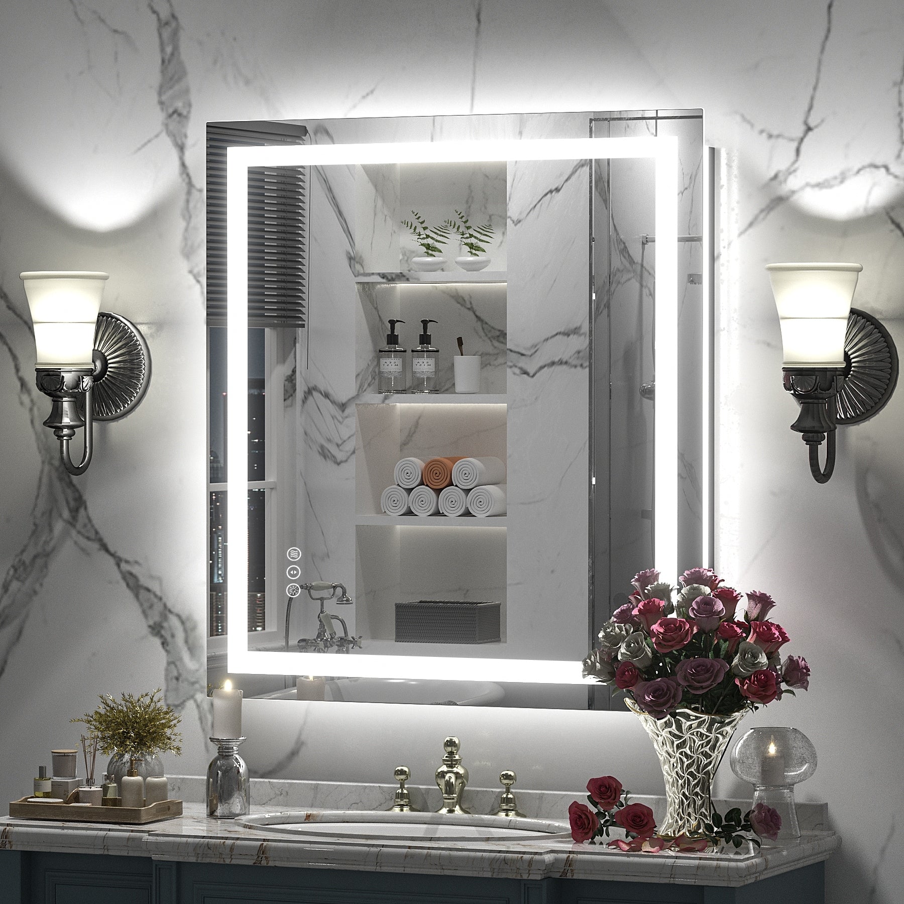 Miroir de salle de bain LED antibuée ultra-lumineux KIOTEE avec rétroéclairage et éclairage frontal Garantie 3 ans