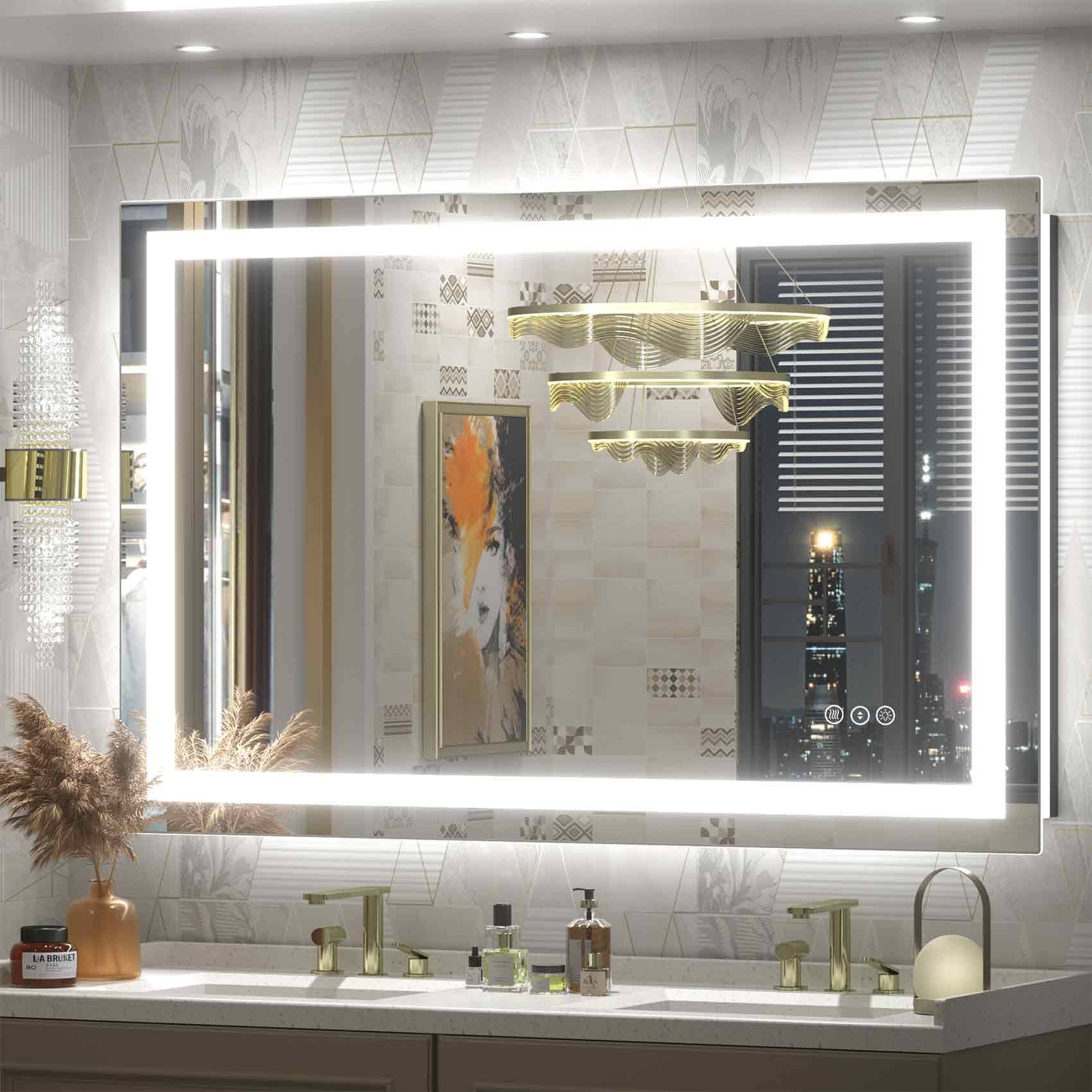 Miroir de salle de bain LED antibuée ultra-lumineux KIOTEE avec rétroéclairage et éclairage frontal Garantie 3 ans
