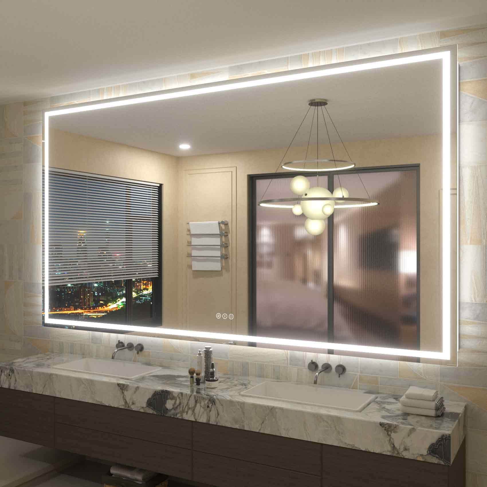 Miroir de salle de bain LED antibuée ultra-lumineux KIOTEE avec rétroéclairage et éclairage frontal Garantie 3 ans