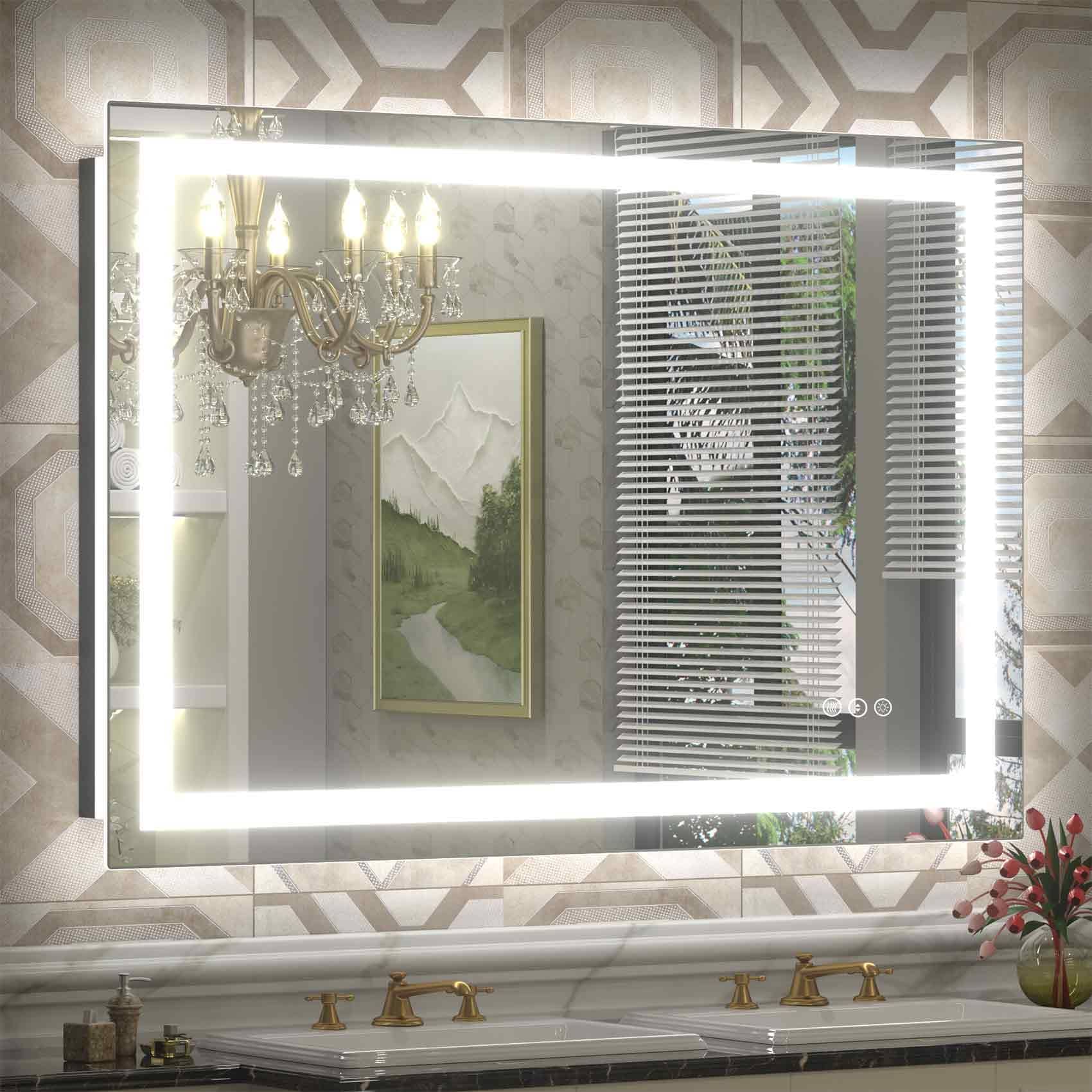Miroir de salle de bain LED antibuée ultra-lumineux KIOTEE avec rétroéclairage et éclairage frontal Garantie 3 ans
