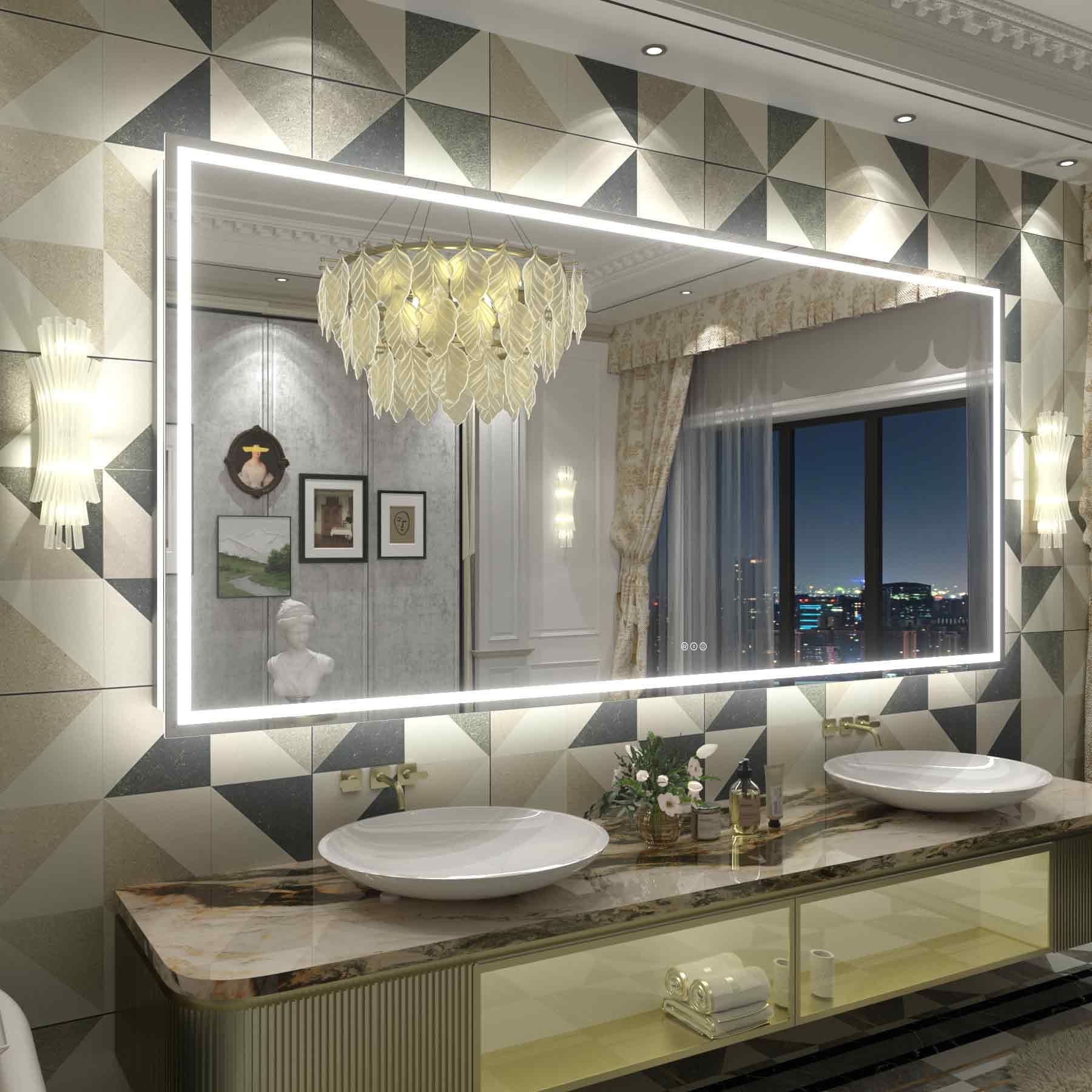 Miroir de salle de bain LED antibuée ultra-lumineux KIOTEE avec rétroéclairage et éclairage frontal Garantie 3 ans
