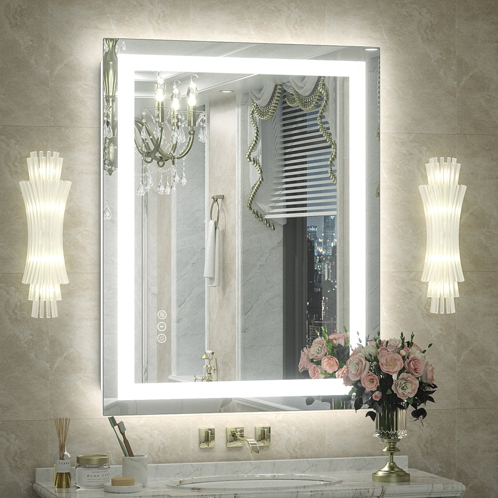 Miroir de salle de bain LED antibuée ultra-lumineux KIOTEE avec rétroéclairage et éclairage frontal Garantie 3 ans