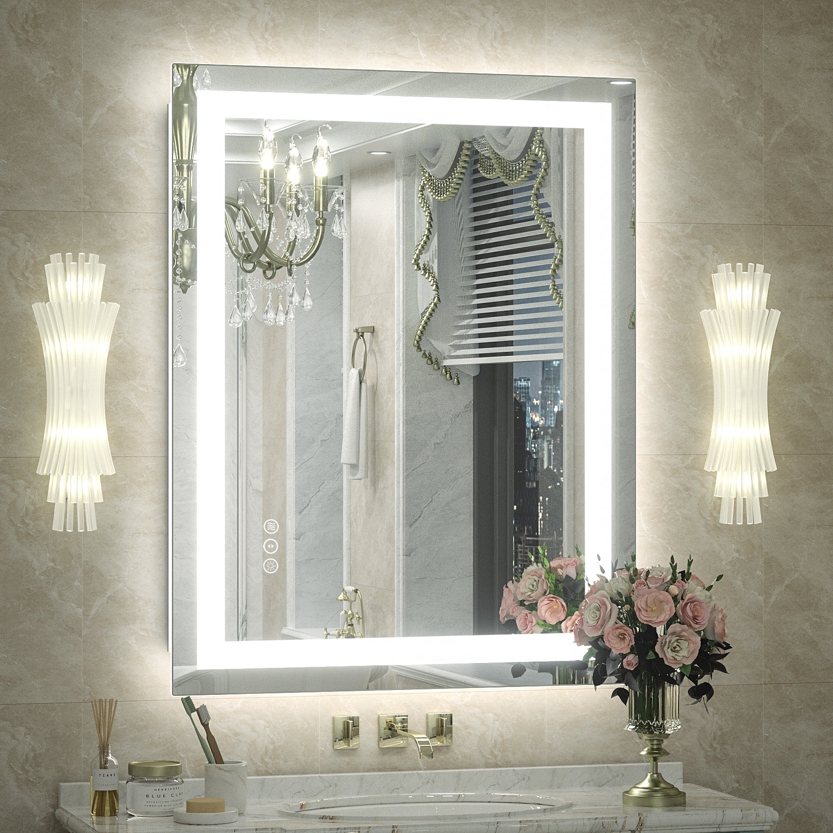 Miroir de salle de bain LED antibuée ultra-lumineux KIOTEE avec rétroéclairage et éclairage frontal Garantie 3 ans