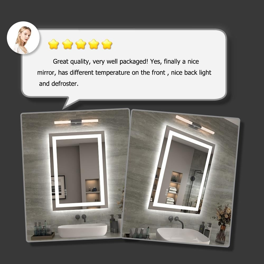 Miroir de salle de bain LED antibuée ultra-lumineux KIOTEE avec rétroéclairage et éclairage frontal Garantie 3 ans