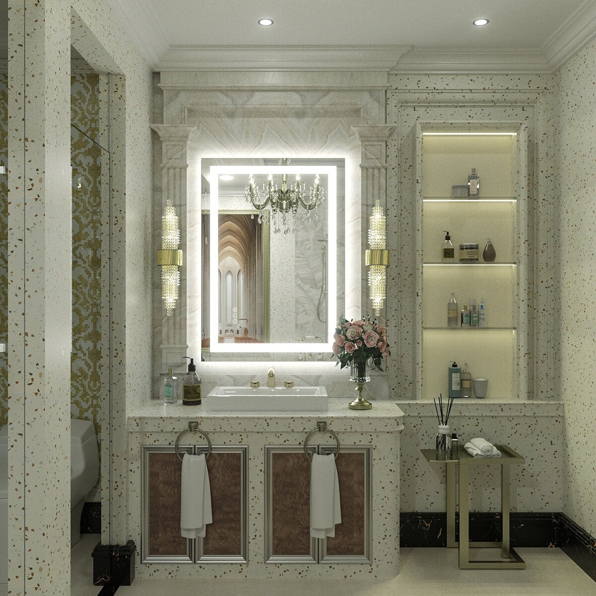 Miroir de salle de bain LED antibuée ultra-lumineux KIOTEE avec rétroéclairage et éclairage frontal Garantie 3 ans