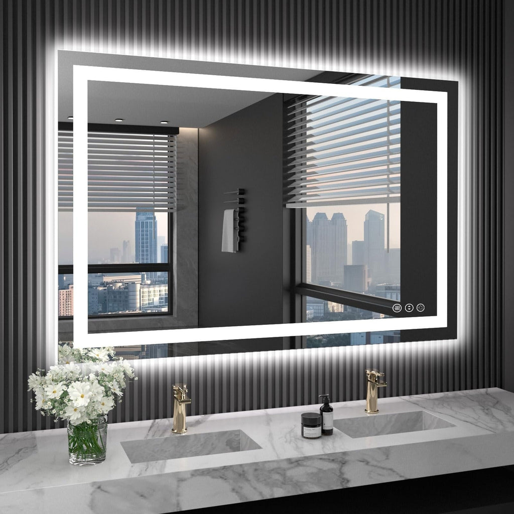 Miroir de salle de bain LED antibuée ultra-lumineux KIOTEE avec rétroéclairage et éclairage frontal Garantie 3 ans
