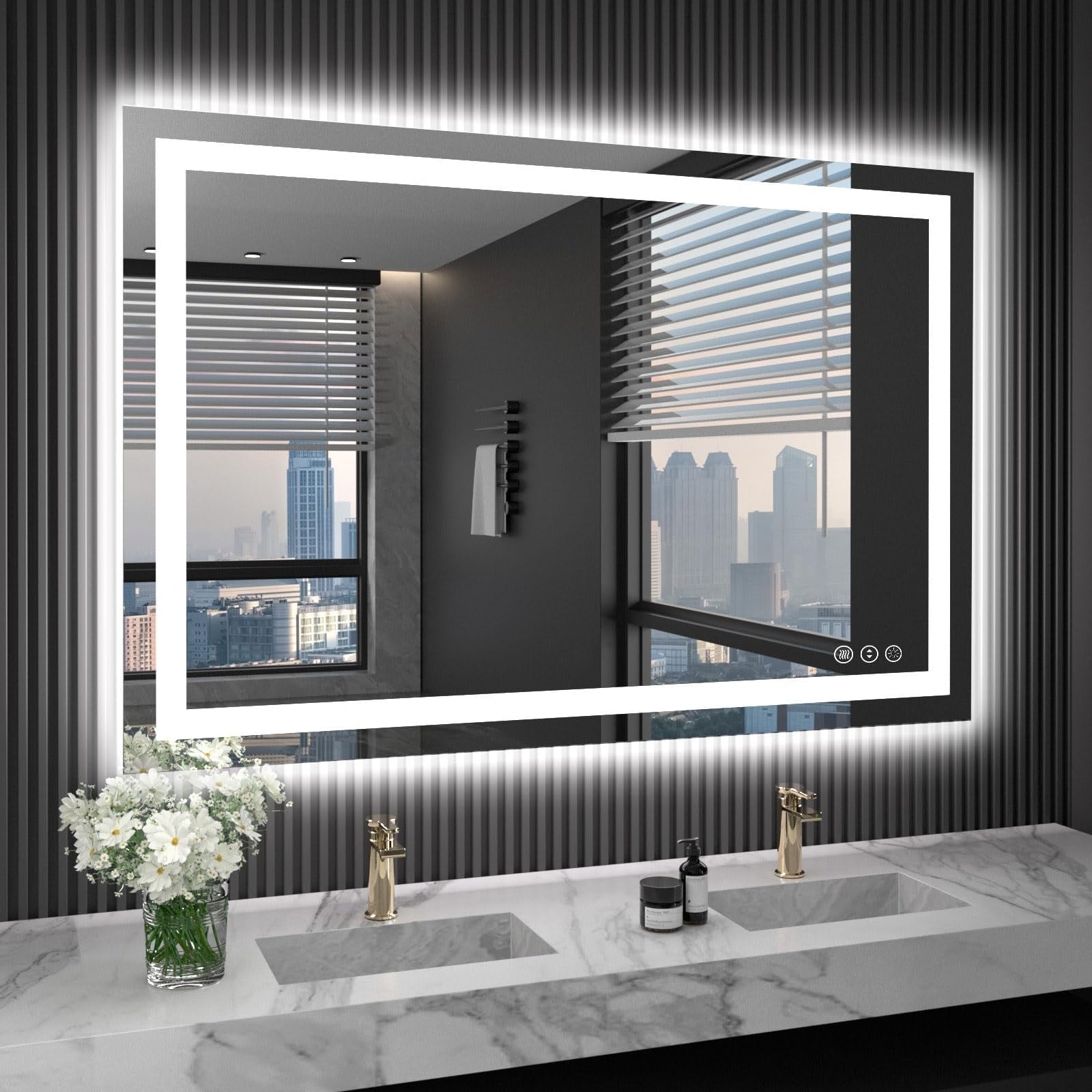 Miroir de salle de bain LED antibuée ultra-lumineux KIOTEE avec rétroéclairage et éclairage frontal Garantie 3 ans