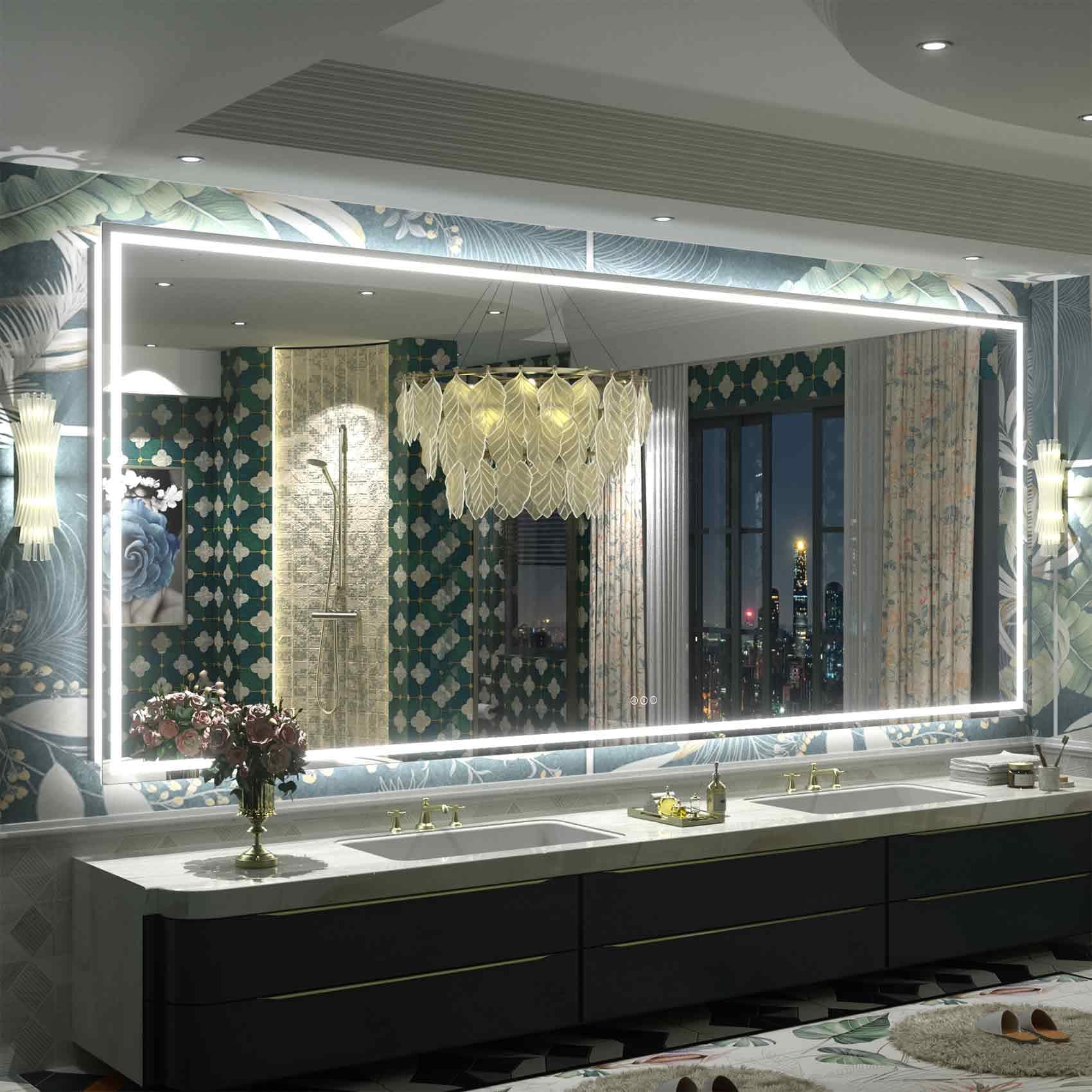 Miroir de salle de bain LED antibuée ultra-lumineux KIOTEE avec rétroéclairage et éclairage frontal Garantie 3 ans