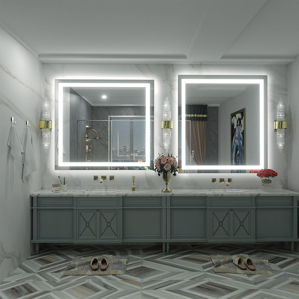 Miroir de salle de bain LED antibuée ultra-lumineux KIOTEE avec rétroéclairage et éclairage frontal Garantie 3 ans