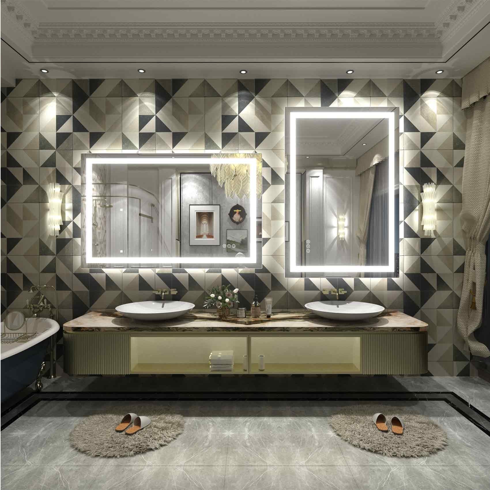 Miroir de salle de bain LED antibuée ultra-lumineux KIOTEE avec rétroéclairage et éclairage frontal Garantie 3 ans
