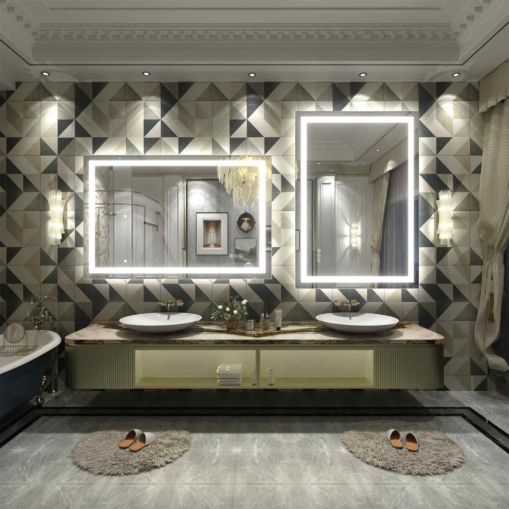Miroir de salle de bain LED antibuée ultra-lumineux KIOTEE avec rétroéclairage et éclairage frontal Garantie 3 ans