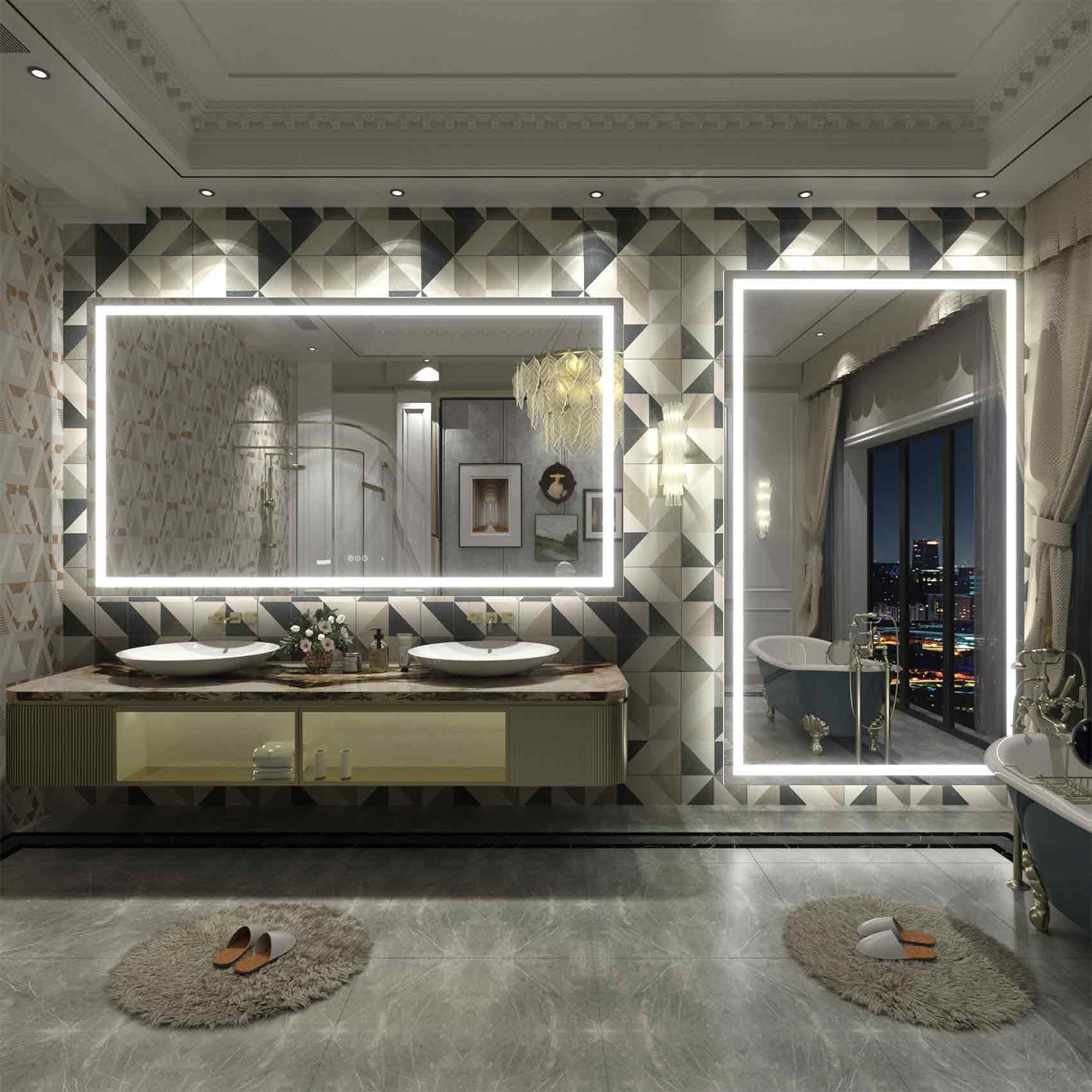 Miroir de salle de bain LED antibuée ultra-lumineux KIOTEE avec rétroéclairage et éclairage frontal Garantie 3 ans