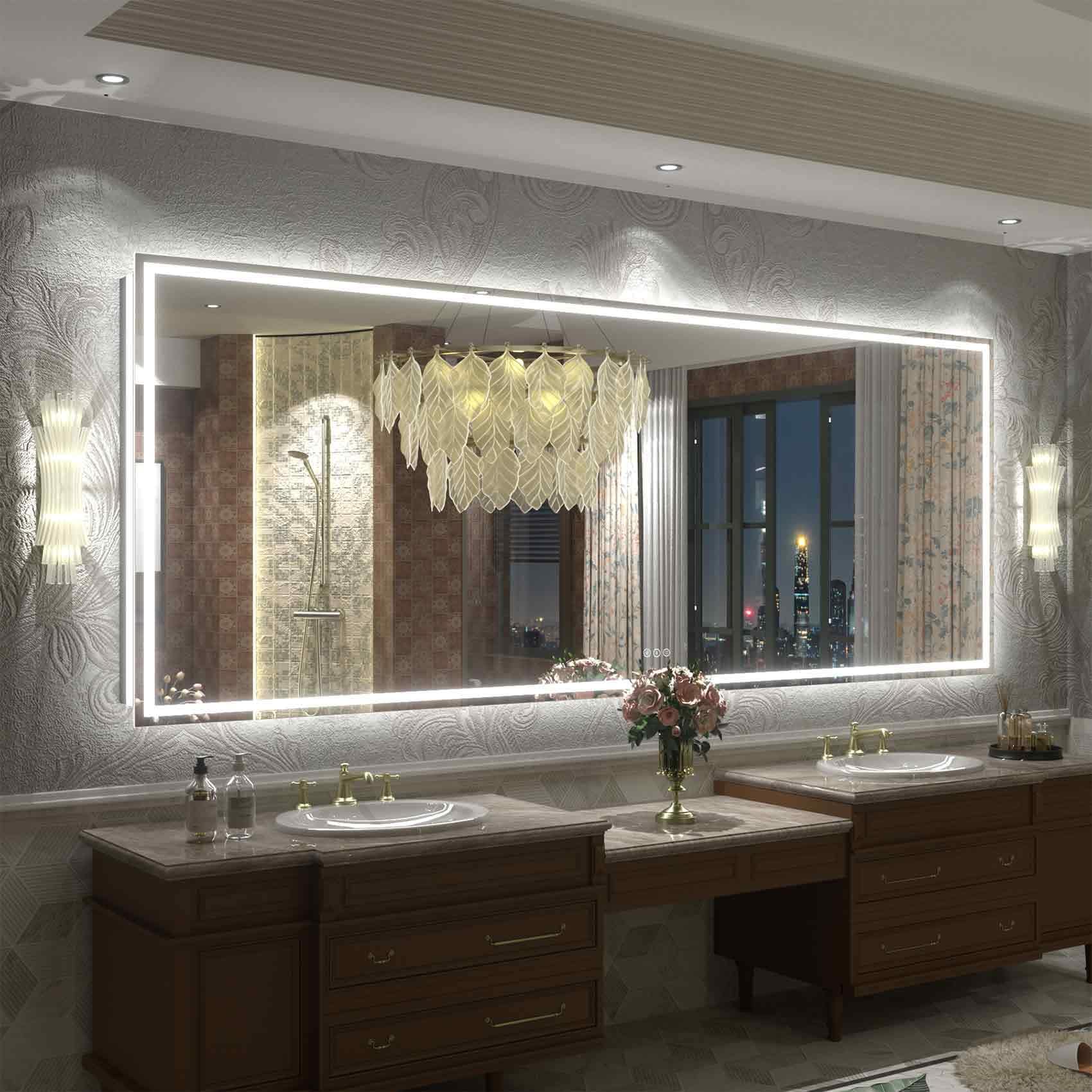Miroir de salle de bain LED antibuée ultra-lumineux KIOTEE avec rétroéclairage et éclairage frontal Garantie 3 ans