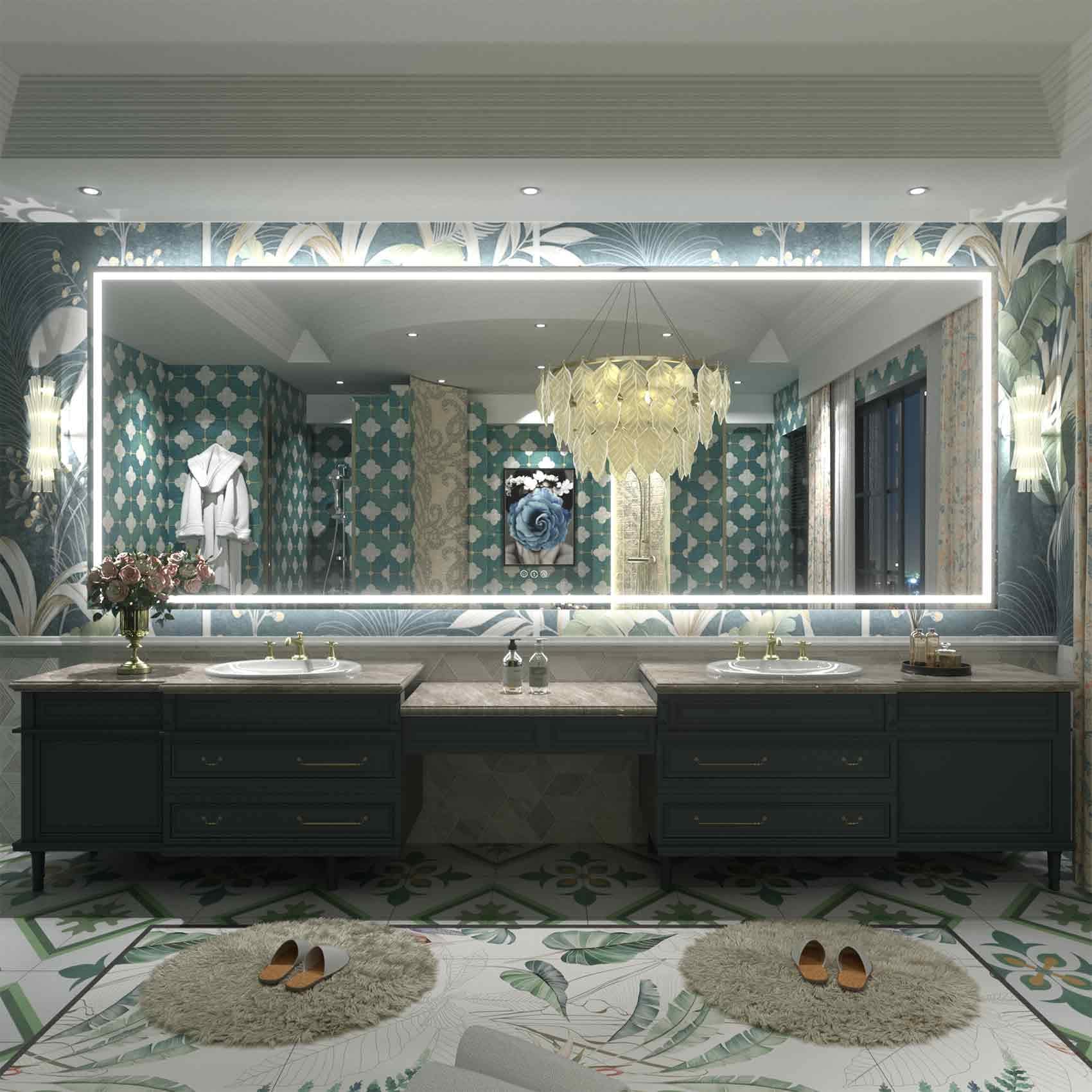 Miroir de salle de bain LED antibuée ultra-lumineux KIOTEE avec rétroéclairage et éclairage frontal Garantie 3 ans