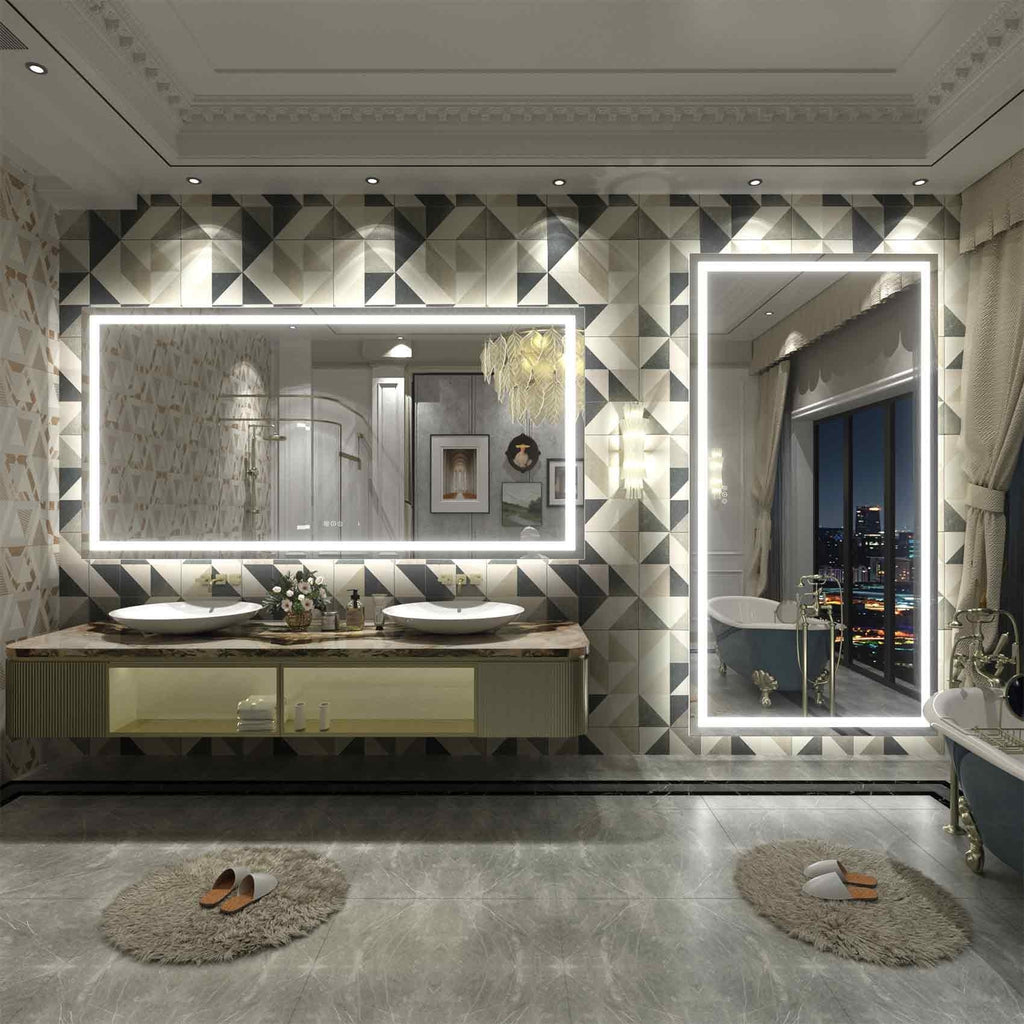 Miroir de salle de bain LED antibuée ultra-lumineux KIOTEE avec rétroéclairage et éclairage frontal Garantie 3 ans