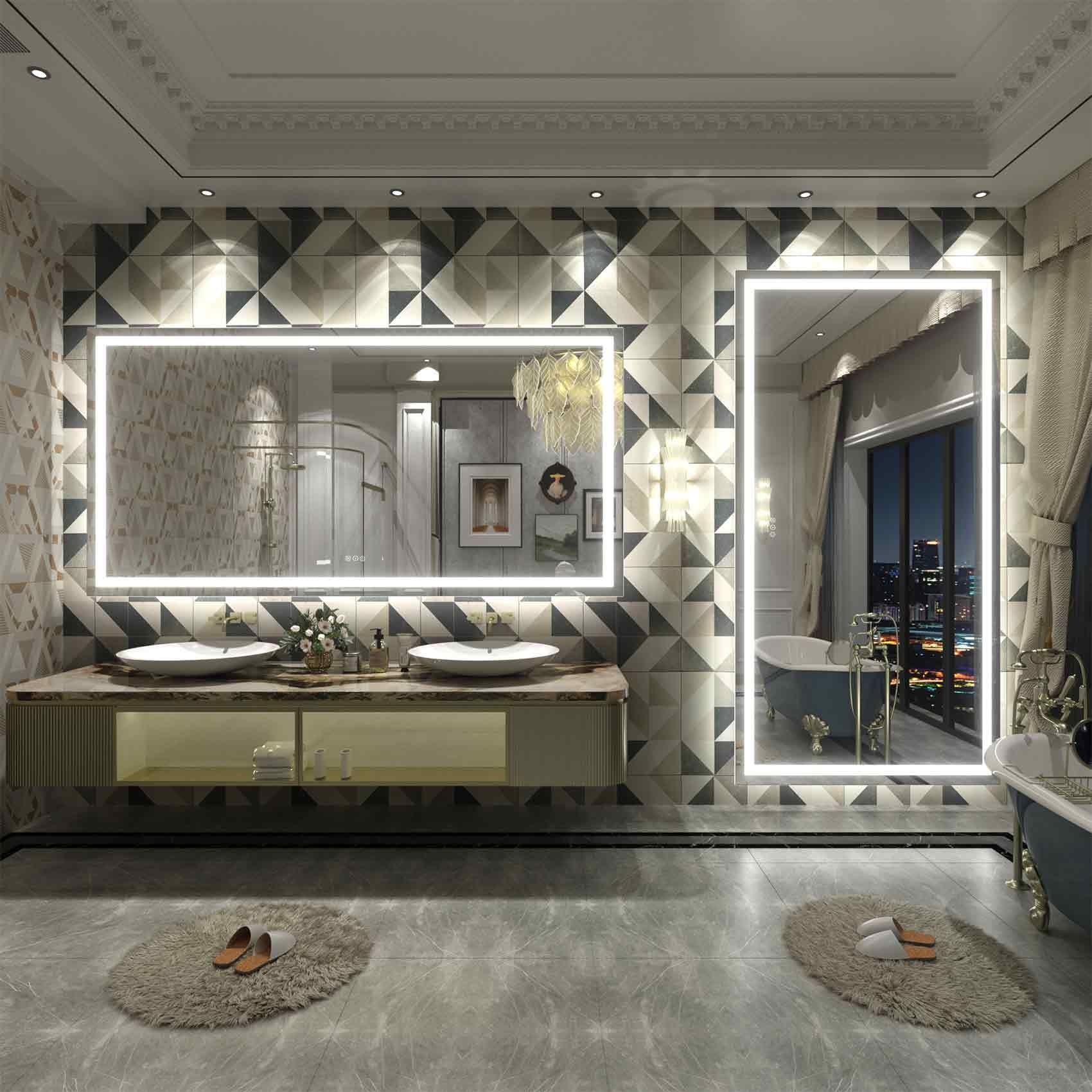 Miroir de salle de bain LED antibuée ultra-lumineux KIOTEE avec rétroéclairage et éclairage frontal Garantie 3 ans