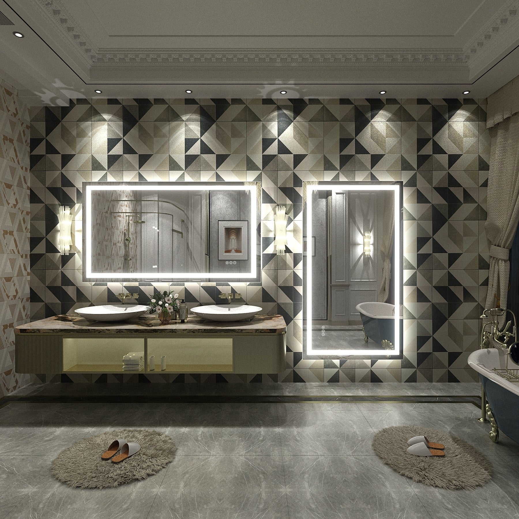 Miroir de salle de bain LED antibuée ultra-lumineux KIOTEE avec rétroéclairage et éclairage frontal Garantie 3 ans